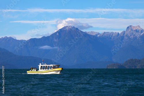 Boat on the lake Lake llanquihue, Patagonia, Chile © sunsinger