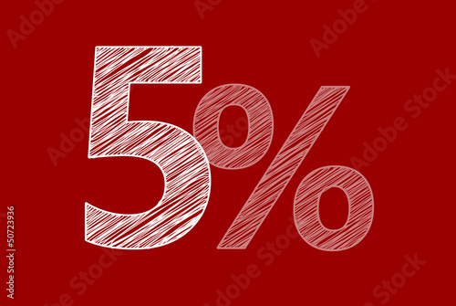 5 % Rabatt Aktion Angebot Sonderangebot Weiss ROT Scribble