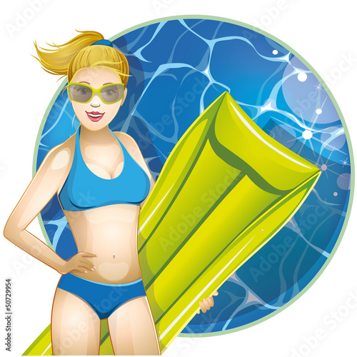 Girl with inflatable mattress