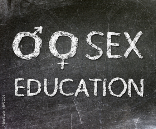 sex education title of sex symbol - white chalk on blackboard