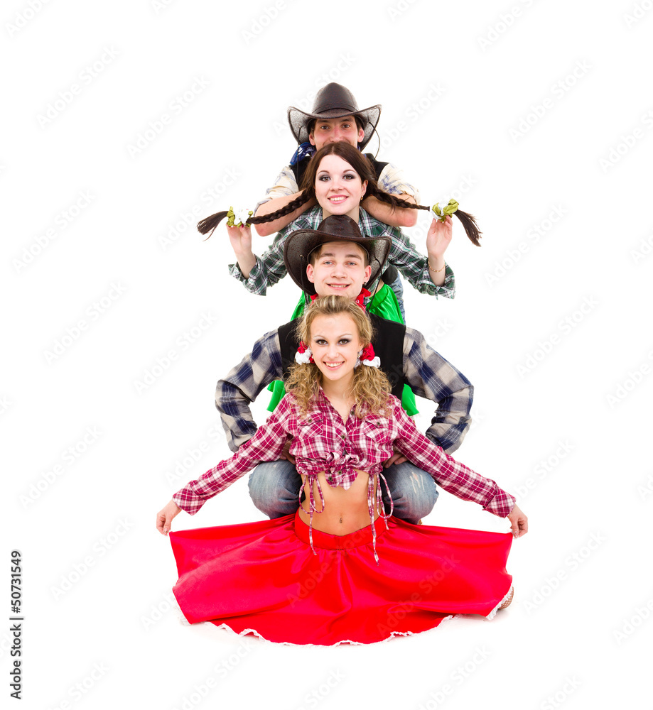 cabaret dancer team dressed in cowboy costumes cabaret dancer team dressed in cowboy costumes