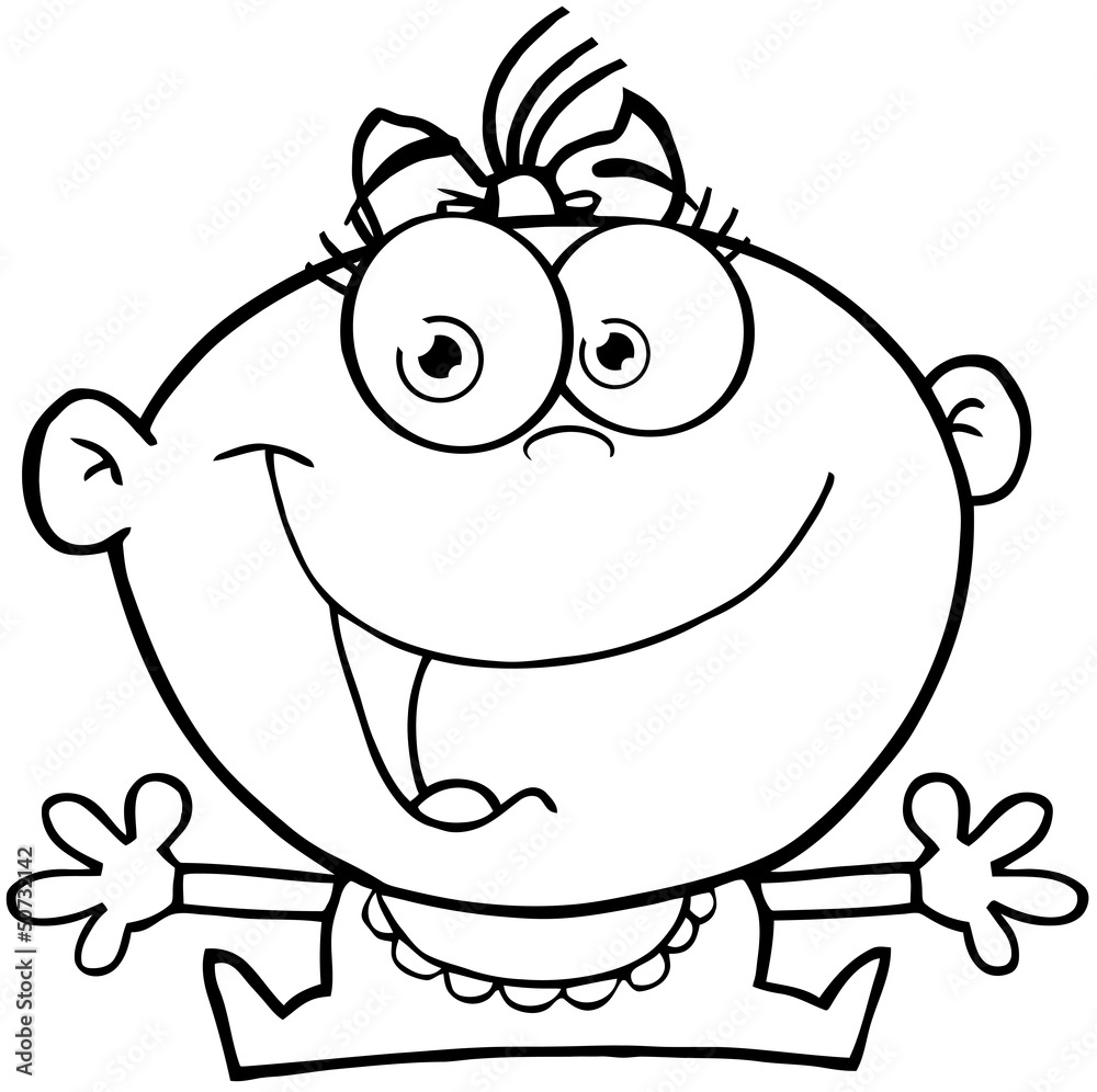 Outlined Happy Baby Boy With Open Arms Outlined Happy Baby Boy With Open Arms