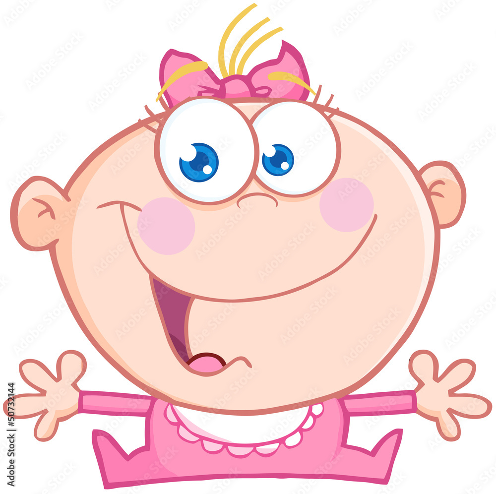 Happy Baby Girl With Open Arms