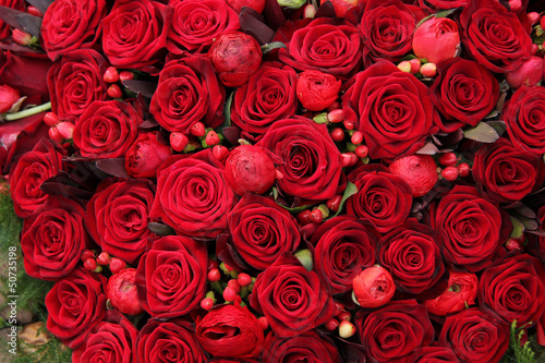 ranunculus  berries and roses in a group