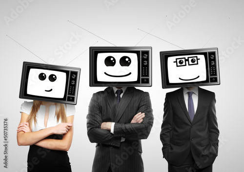businesspeople with tv head