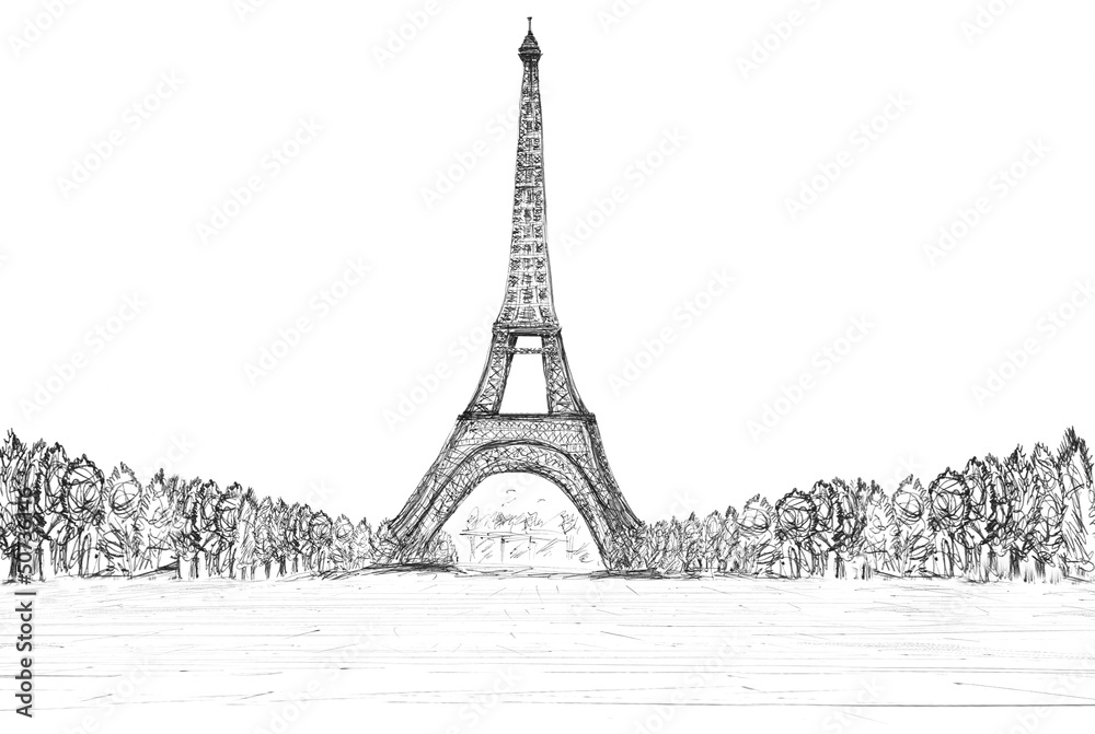 Fototapeta premium sketching of eifel tower