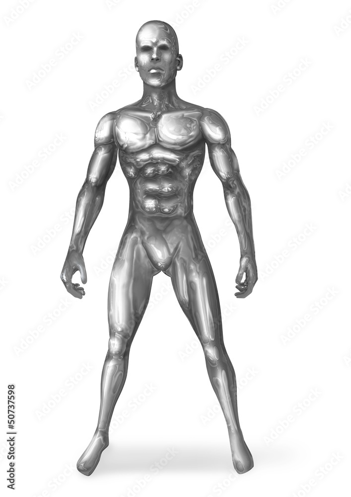 Illustration of a chrome man in standing pose Illustration of a chrome man in standing pose