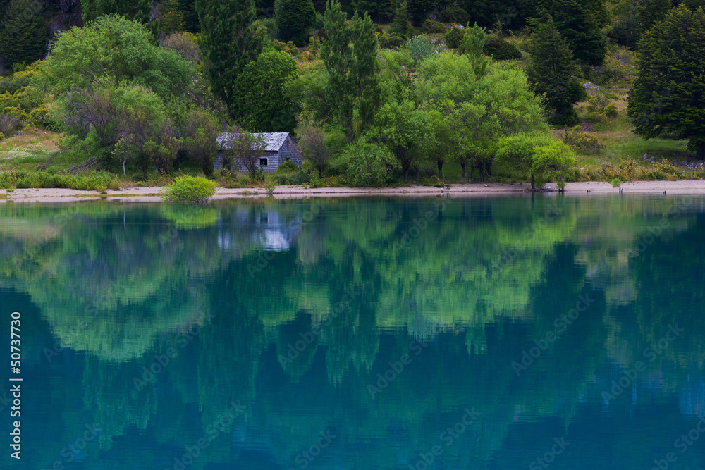 Obraz premium Reflections in a mountain lake, Carretera austral, Chile