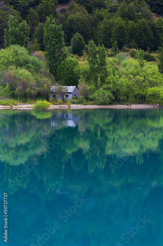 Reflections in a mountain lake, Carretera austral, Chile © sunsinger