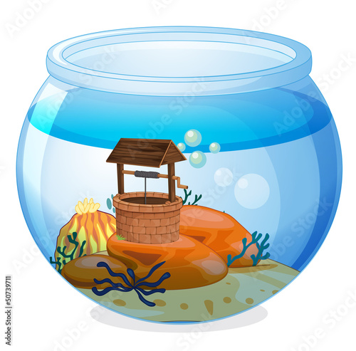A wishing well inside the aquarium