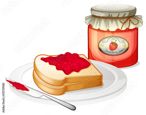 A sandwich with a stawberry jam