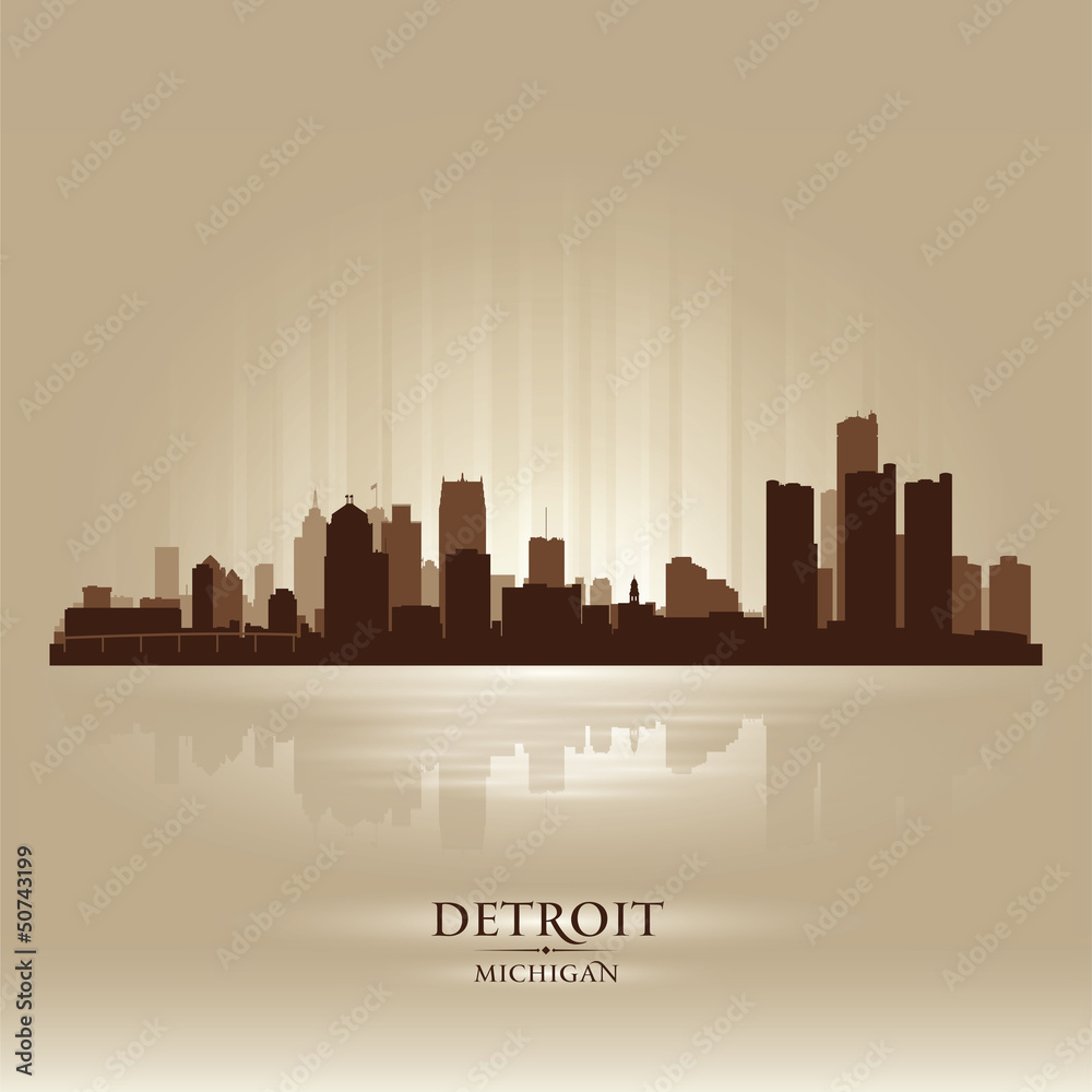 Detroit Michigan city skyline silhouette