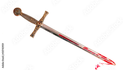 Sword with blood isolated