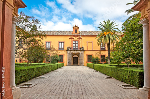Courtyard of Alcazar,, Seville, Spain