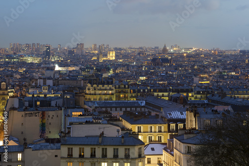 Nightfall in Paris, Ile de France, France