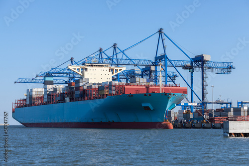 Container ship in terminal