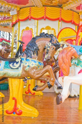 Carousel horse on a traditional fun fair ride.