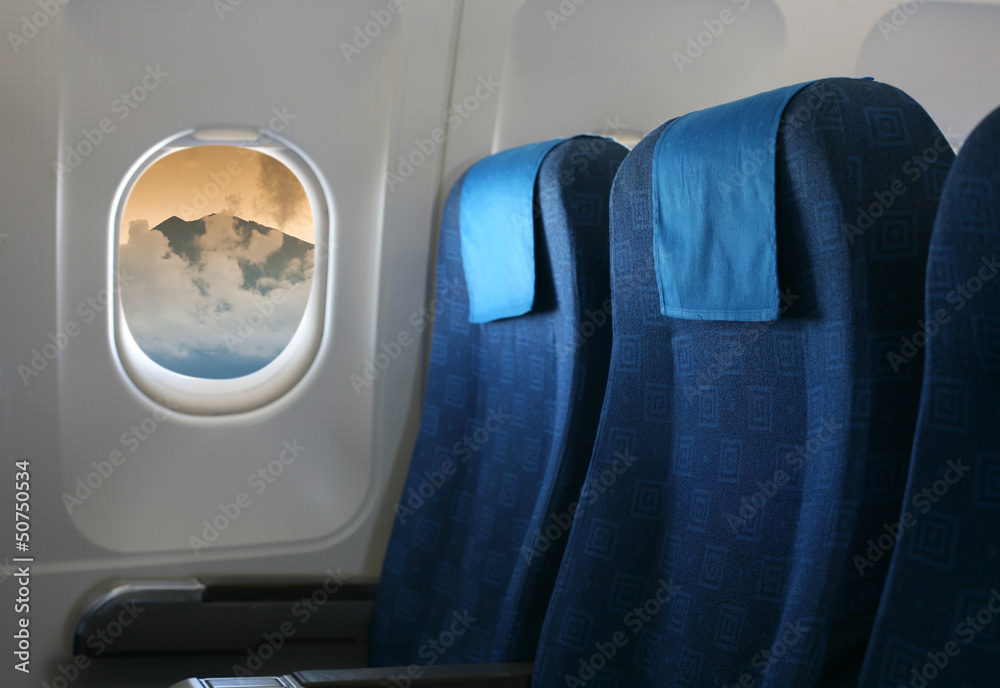 airplane seat and window