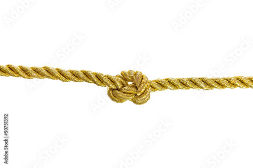 Knot tied on the gold rope