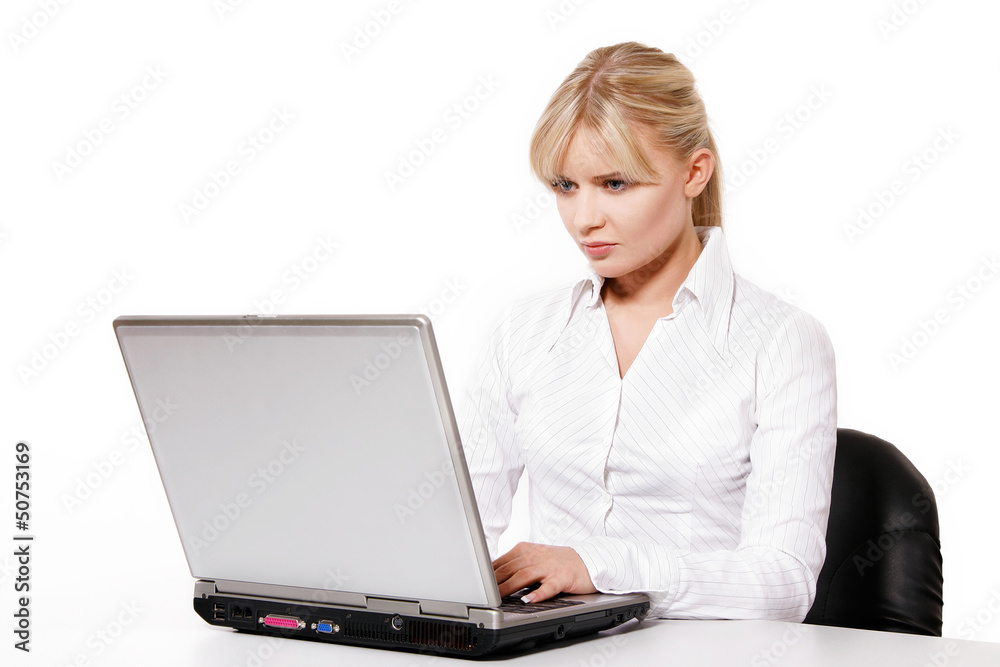 Beautiful young woman working with laptop Beautiful young woman working with laptop