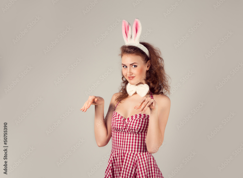 sexy girl wearing easter bunny costume