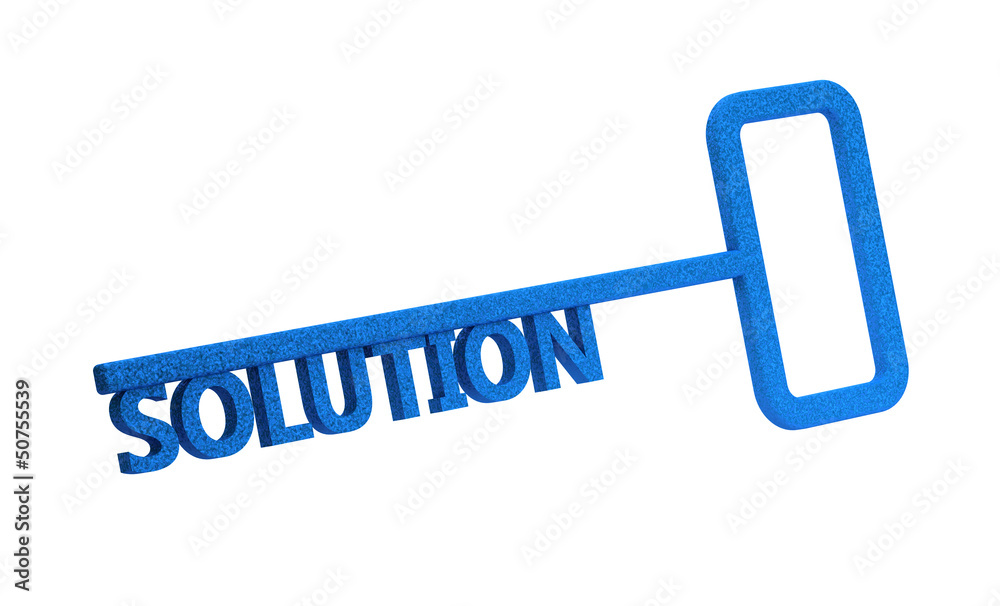 blue key with word solution on a white background blue key with word solution on a white background