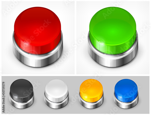 Color buttons isolated white background, vector illustration