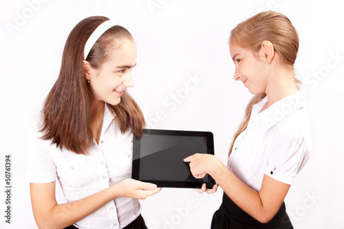 Two Girl with pad gadget