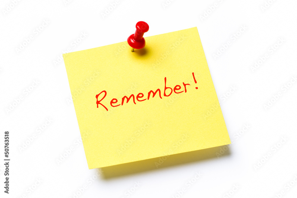 Remember note isolated on white Remember note isolated on white
