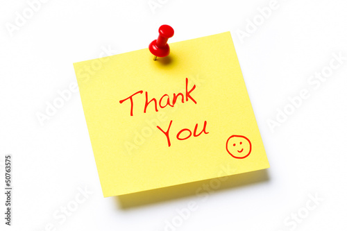 Thank You Note isolated on white