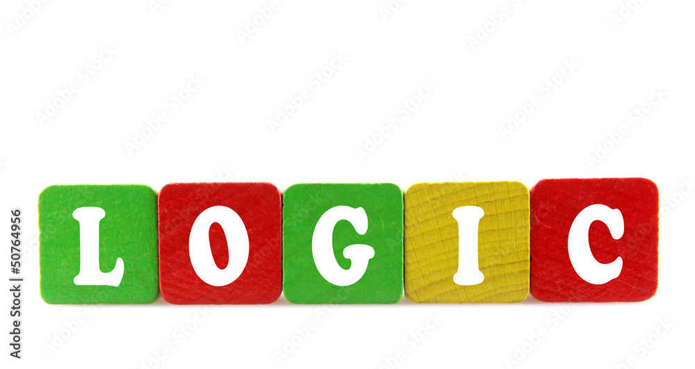 logic - isolated text in wooden building blocks logic - isolated text in wooden building blocks