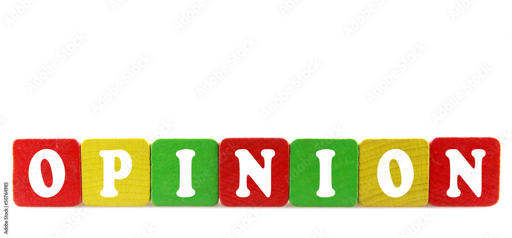 opinion - isolated text in wooden building blocks opinion - isolated text in wooden building blocks