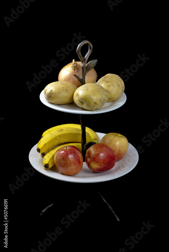 Fruits and vegetables on a stand