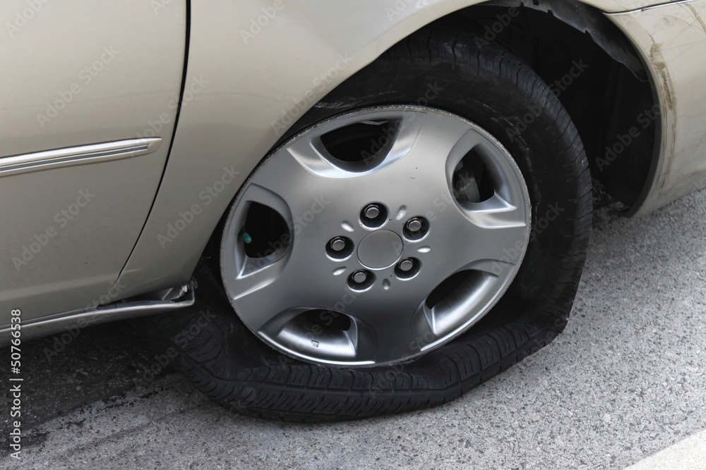 Damaged automobile tire
