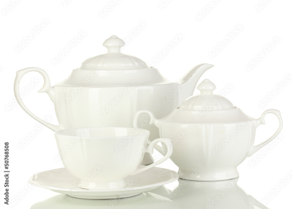 Beautiful white dinner service isolated on white Beautiful white dinner service isolated on white