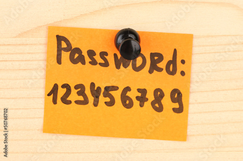Sticker-reminder with most popular password,