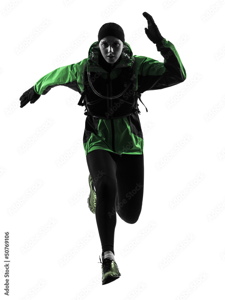 woman runner running trekking silhouette woman runner running trekking silhouette