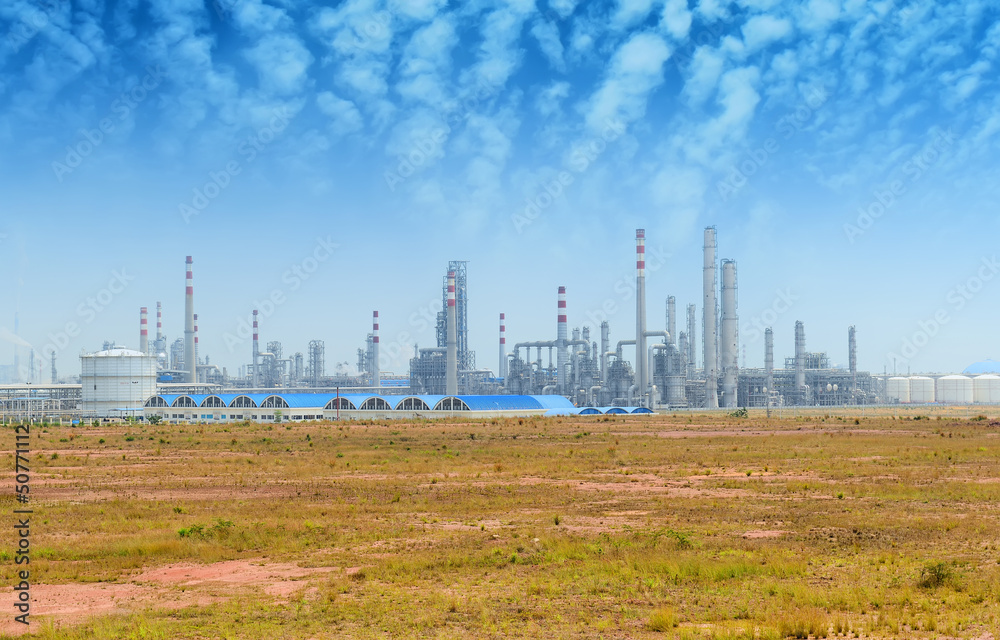 gas processing factory. landscape with gas and oil industry