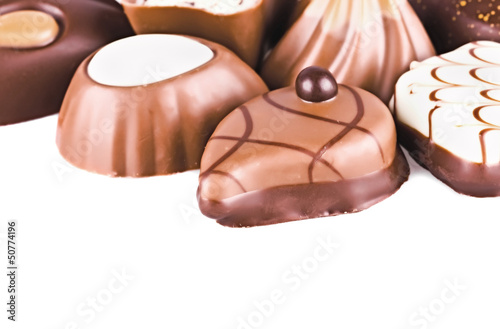 chocolates with a stuffing on the white