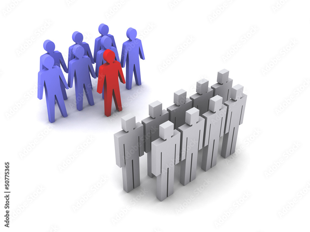 Team with leader versus team without leader, crowd. Team with leader versus team without leader, crowd.