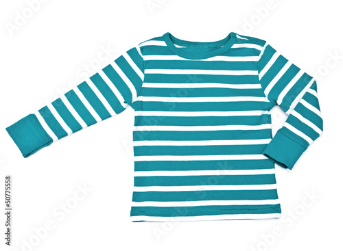 Children's wear - green striped shirt isolated