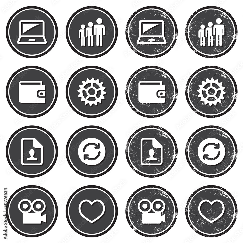 Web navigation icons on retro labels set Web navigation icons on retro labels set