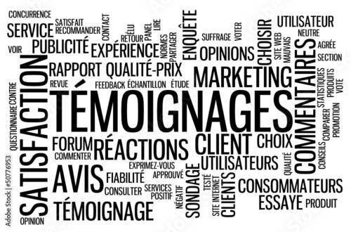 Nuage de Tags TEMOIGNAGES (clients utilisateurs vote avis choix)