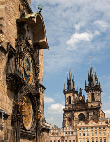 Clock at the Town Hall and Church of Our Lady before Týn, Pragu