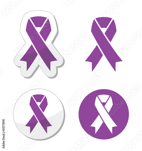 Purple ribbon - pancreatic cancer, testicular cancer symbol