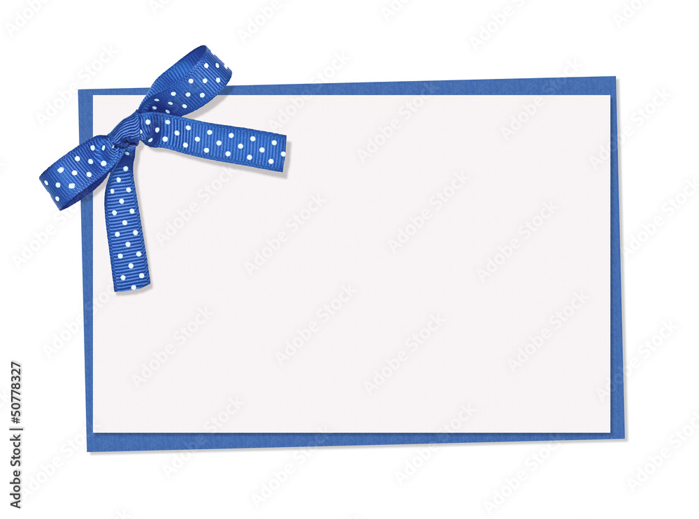 blue and white polka dot card, ribbon and bow, blue and white polka dot card, ribbon and bow,