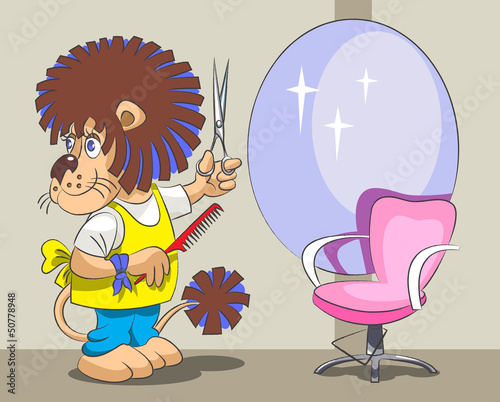 Lion is the hairdresser and stylist