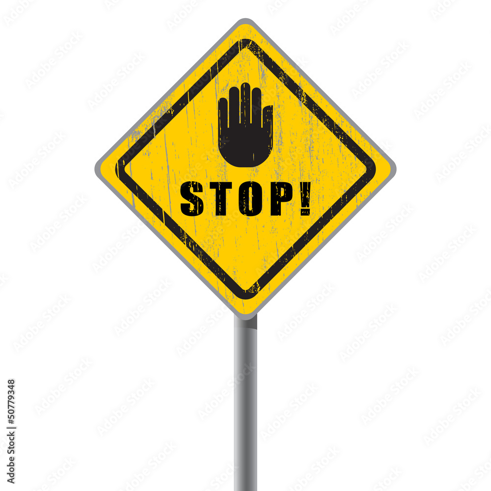 Stop scratched road sign. Stop scratched road sign.
