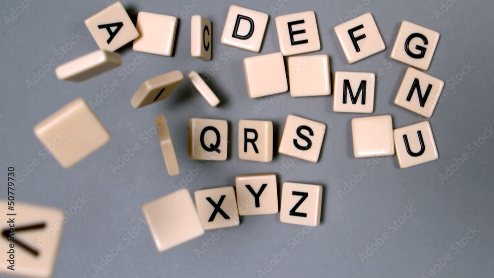 Plastic letters bouncing and showing the alphabet Plastic letters bouncing and showing the alphabet