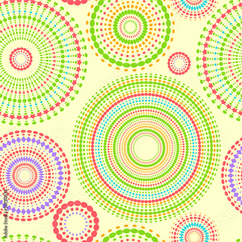 Colorful abstract seamless pattern with round shapes, vector